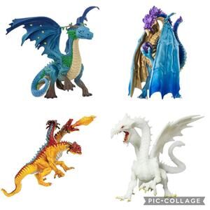 Safari LTD. Wizard Dragon, Fire Dragon, Earth Dragon & Snow Dragon​​​​​